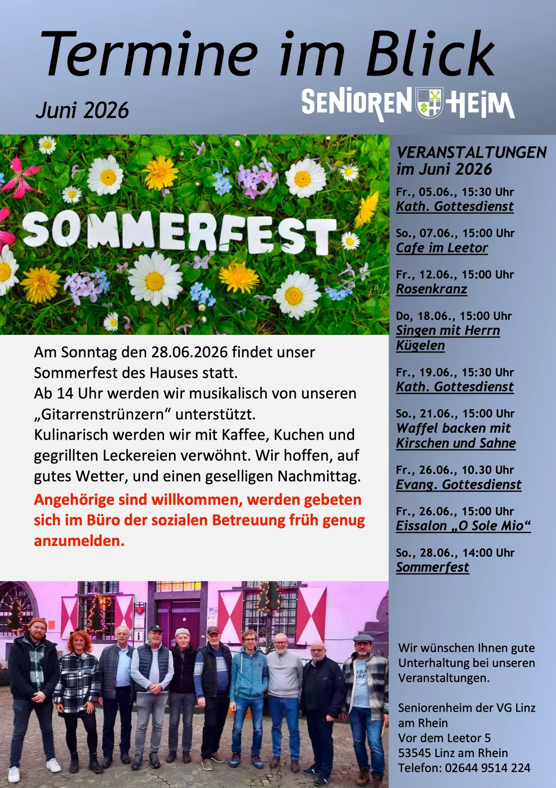 Unsere Seniorenheim-Termin im Juni 2026